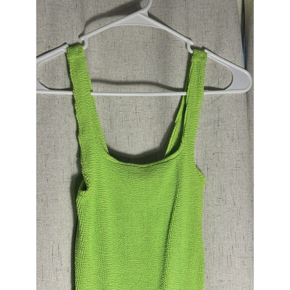 Youswim RARE One Size Neon Green Crinkle One Piece Swimsuit Made in England NWOT - Picture 3 of 7